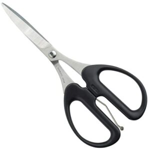 allex rubber scissors heavy duty sharp japanese stainless steel 2″, precision rubber cutting scissors spring loaded for rubber sheet, rubber stamp, craft, curved blade tips, made in japan, black