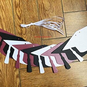 Maroon Graduation Party Decorations/Maroon Grad 2023 4pcs Graduation Hat Banner Garlands Glitter Burgundy White Black for 2023 Graduation Party Supplies