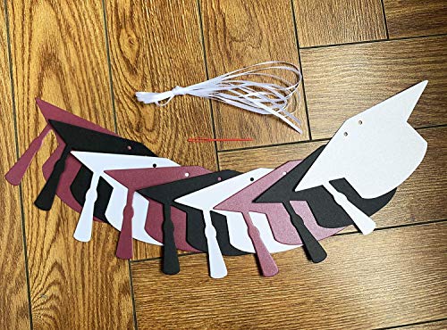 Maroon Graduation Party Decorations/Maroon Grad 2023 4pcs Graduation Hat Banner Garlands Glitter Burgundy White Black for 2023 Graduation Party Supplies