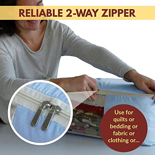 Madam Sew Large Quilt Storage Bag with 2-Way Zipper & See-Through Front Panel | Store and Protect Quilts, Blankets, Clothes & Fabrics | 2 Handles for Easy Carrying & Moving | 6 Piece Set