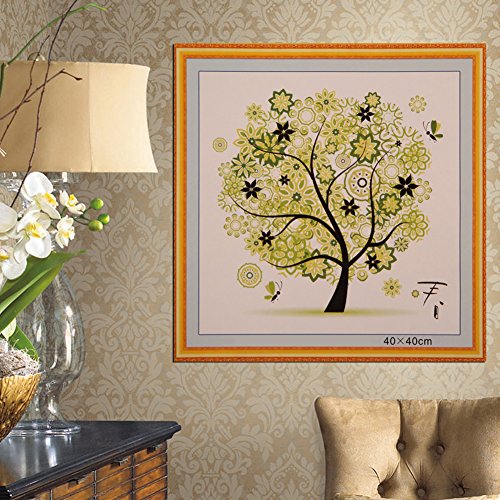 Printed Cross Stitch Kits,Alloyseed DIY Colorful Four Season Tree Stamped Cross Stitching Embroidery Kit Cross-Stitch Supplies Needlework Holiday Crafts Gifts 17.3X17.3 inch (Spring)