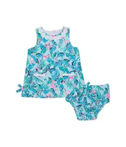 lilly pulitzer baby girl’s baby lilly shift dress (infant) seasalt blue barking up the palm tree 12-18 months
