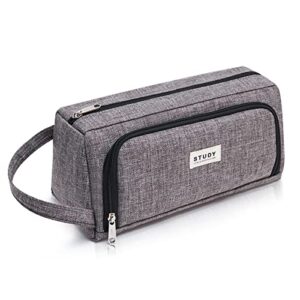 KALIDI Large Pencil Case Big Storage Pencil Bag Pouch Simple Pen Case Bag with Zipper, Portable Marker Stationery Bag School Organizer Pouch Office College Students Teens Girls Boys, Dark Grey