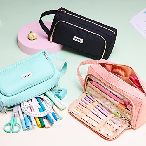 KALIDI Large Pencil Case Big Storage Pencil Bag Pouch Simple Pen Case Bag with Zipper, Portable Marker Stationery Bag School Organizer Pouch Office College Students Teens Girls Boys, Dark Grey