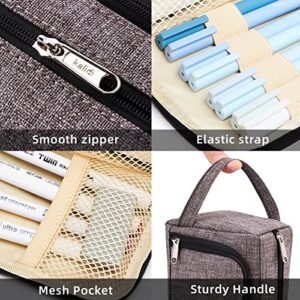 KALIDI Large Pencil Case Big Storage Pencil Bag Pouch Simple Pen Case Bag with Zipper, Portable Marker Stationery Bag School Organizer Pouch Office College Students Teens Girls Boys, Dark Grey
