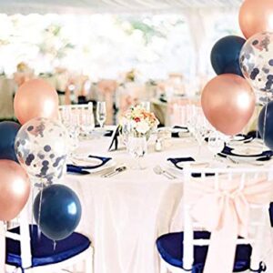 Navy Blue Birthday Decorations for Women 50th/40th/60th Birthday Qian's Party Champagne Peach Navy Peach Balloons HAPPY BIRTHDAY Banner for Women's Birthday Party Decorations