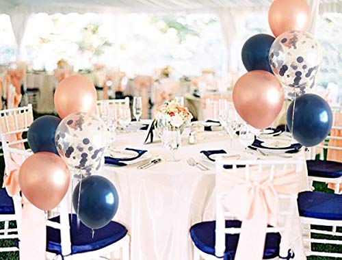 Navy Blue Birthday Decorations for Women 50th/40th/60th Birthday Qian's Party Champagne Peach Navy Peach Balloons HAPPY BIRTHDAY Banner for Women's Birthday Party Decorations