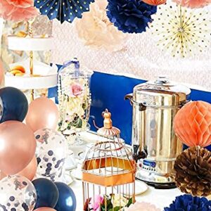 Navy Blue Birthday Decorations for Women 50th/40th/60th Birthday Qian's Party Champagne Peach Navy Peach Balloons HAPPY BIRTHDAY Banner for Women's Birthday Party Decorations