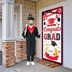 Graduation Party Decorations 2023 Red Congrats Grad Door Cover Class of 2023 Graduation Banner Backdrop for 2023 Grad Indoor Outdoor Party Supplies with A Gift Pen(Red)