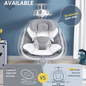 Baby Swings for Infants, Electric Portable Baby Swing by Remote Control 3 Swing Speeds and Music Speaker, Adjustable Recline Baby Bouncer with Harness Belt Suitable for 5-20 lbs Newborn Toddler