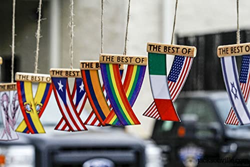 PUERTO RICO AND DOMINICAN REPUBLIC DOMIRICAN BORICUA DOMINICANO CARIBBEAN REARVIEW MIRROR MINI BANNER HANGING FLAGS FOR THE CAR UNITY FLAGZ™