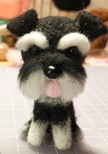 WellieSTR 1 Set (Black Color) Lovely Schnauzer Dog Needle Felting Kit, Needle Felting Tools Felting Kit with Felting Needles, Instructions, Felting Foam Mat, for Felting Beginner Supplies