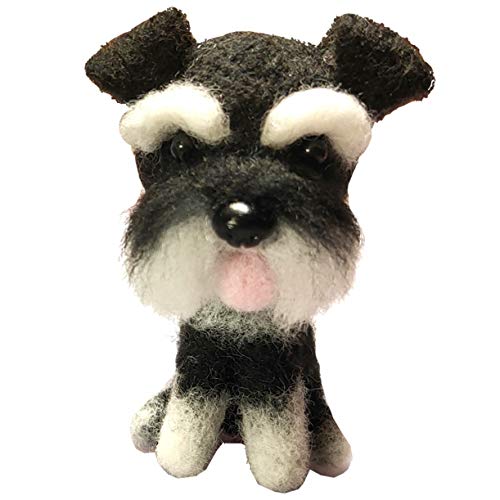 WellieSTR 1 Set (Black Color) Lovely Schnauzer Dog Needle Felting Kit, Needle Felting Tools Felting Kit with Felting Needles, Instructions, Felting Foam Mat, for Felting Beginner Supplies