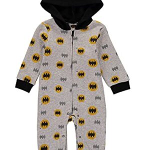 DC Comics Batman Baby Boy Romper with Hooded Jumpsuit (Black/Yellow, 0-3 Months)