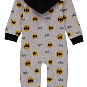 DC Comics Batman Baby Boy Romper with Hooded Jumpsuit (Black/Yellow, 0-3 Months)