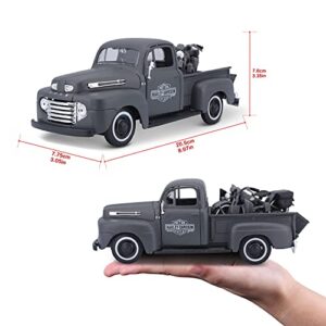 Maisto 1:24 Scale 1948 Ford F-1 Pickup and Harley Davidson 1942 WLA Flathead Diecast Vehicles