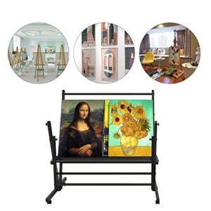 Metal Print Rack, Canvas Display Rack, Storage Rack Stand for Artworks, Posters, Panels, Art Gallery Shows, Easy Moving with Rolling Casters, Well Hold 330Lb - Black, 36.6"L x 25.6"W x 35.4"H