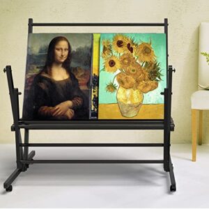 Metal Print Rack, Canvas Display Rack, Storage Rack Stand for Artworks, Posters, Panels, Art Gallery Shows, Easy Moving with Rolling Casters, Well Hold 330Lb - Black, 36.6"L x 25.6"W x 35.4"H