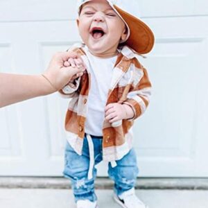 Toddler Baby Boy Girl Plaid Tops Long Sleeve Button Down Buffalo Plaid Flannel Shirts Kids Fall Winter Clothes (A Brown, 3-4 Years)