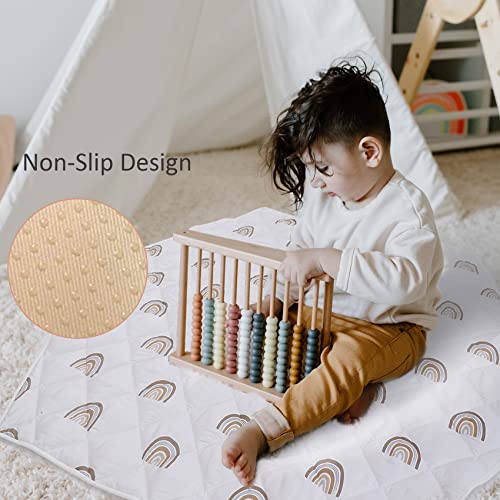 Hexagon Playpen Mat, Baby Floor Mat Fits Regalo Play Yard 6 Panel Playpen and Hiccapop PlayPod, Portable Playpen Mattress,Non Slip, Baby Essentials, Rainbow