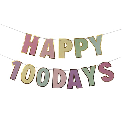 Happy 100 Days Banner Celebration Macaron 100th Day of School Banner Happy 100 Birthday Days Decor Wedding Celebration Party 100 Days Theme Party Decoration