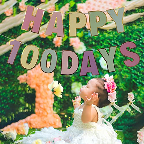 Happy 100 Days Banner Celebration Macaron 100th Day of School Banner Happy 100 Birthday Days Decor Wedding Celebration Party 100 Days Theme Party Decoration
