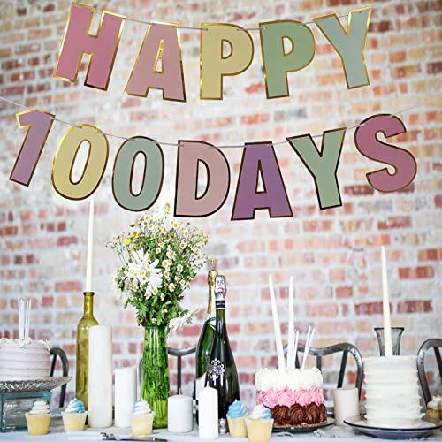 Happy 100 Days Banner Celebration Macaron 100th Day of School Banner Happy 100 Birthday Days Decor Wedding Celebration Party 100 Days Theme Party Decoration