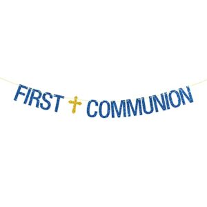 royal blue glitter first communion banner – god bless banner – kid’s first communion party decorations