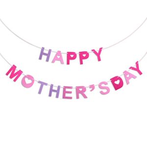 BinaryABC Happy Mother's Day Banners Bunting Garland Decoration,Capitalized Letter and Hearts Cutouts