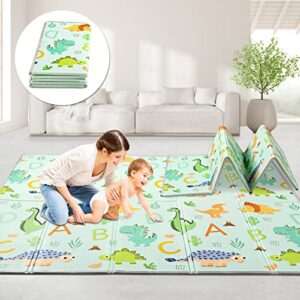 LFCREATOR Baby Play Mat,79" x 71" Extra Large Play Mat for Baby,Anti Slip Non Toxic Infant Play Mat ，Waterproof Reversible Play mat with Fabric Covering Edge,Dinosaur