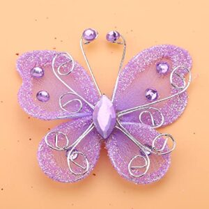 Yosoo Health Gear Purple Wire Butterflies, Mesh Butterfly Sheer, 24Pcs Sheer Mesh Wire Glitter Butterfly Wedding Party Clothing Decoration DIY Supplies for Decorating(Purple)