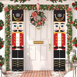 merry christmas banner decor porch sign, christmas decorations , christmas porch banner happy new year signs for home front door fireplace or holiday party decor for country wall hanging outside (christmas and new year) (christmas doorman)