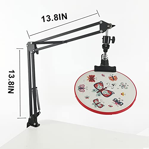 Embroidery Hoop Holder - Adjustable Embroidery Hoop Stand, Metal Embroidery Stand，Folding Embroidery Stand Cross Stitch Stand 360 Hoop Spin knob,Suitable for Phone Holder.