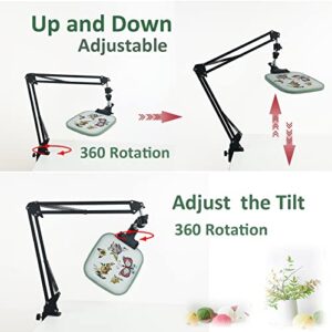 Embroidery Hoop Holder - Adjustable Embroidery Hoop Stand, Metal Embroidery Stand，Folding Embroidery Stand Cross Stitch Stand 360 Hoop Spin knob,Suitable for Phone Holder.