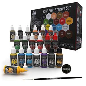 grinning gargoyle – sci-fi paint set – acrylic paints for miniatures – 20x assorted 18ml colours with a paint brush – army painter warpaints for painting space marine and aliens figures (starter)