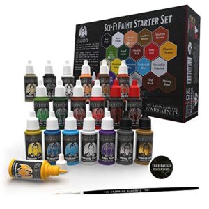 Grinning Gargoyle - Sci-Fi Paint Set - Acrylic Paints for Miniatures - 20x Assorted 18ml Colours with a Paint Brush - Army Painter Warpaints for Painting Space Marine and Aliens Figures (Starter)