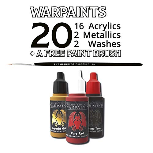 Grinning Gargoyle - Sci-Fi Paint Set - Acrylic Paints for Miniatures - 20x Assorted 18ml Colours with a Paint Brush - Army Painter Warpaints for Painting Space Marine and Aliens Figures (Starter)