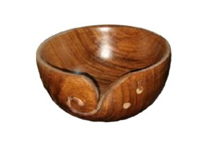 decorative yarn bowl for home circular yarn storage bowl, wooden for knitting crochet handcrafted yarn bowl by sufy crafts (medium-7x7x4 inch)
