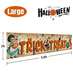 Vintage Halloween Decorations Outdoor Yard Sign Trick or Treat Banner Witch Pumpkin Backdrop Home Wall Decor Traditional Retro Hanging Banner for Halloween Holiday Party Supplies Indoor Outdoor