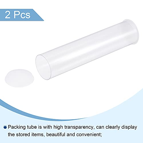 MECCANIXITY Clear Storage Tube 1 5/8"x7.5"(41mmx190mm) Lightweight for Bead Containers, Craft, DIY with White Caps 2 Pack