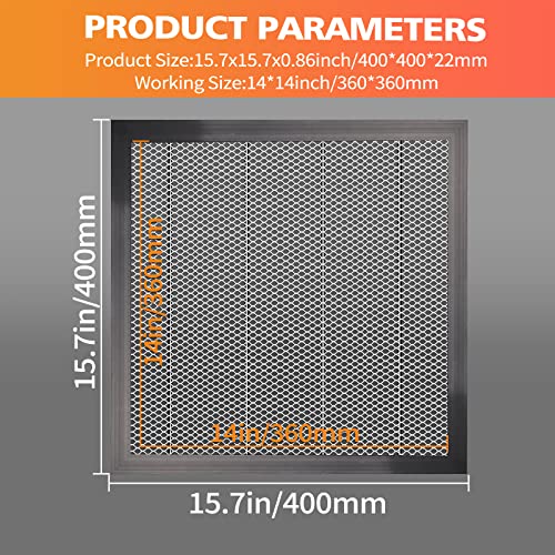 Honeycomb Laser Bed 400x400x22mm, Laser Honeycomb Bed for Laser Engraver and Cutter Machine, CO2 Engraver Cutting Machine, Laser Engraver Accessories, Smooth Edge, Aluminum(15.7x15.7x0.86in)