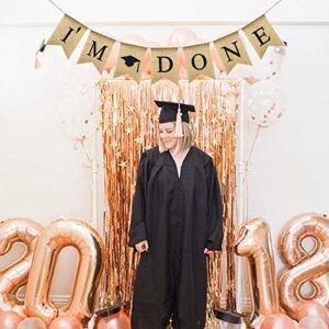 Uniwish I am Done Banner for Graduation Party Decorations 2022 Garland College High School Grad Party Supplies Congrats Grad Sign