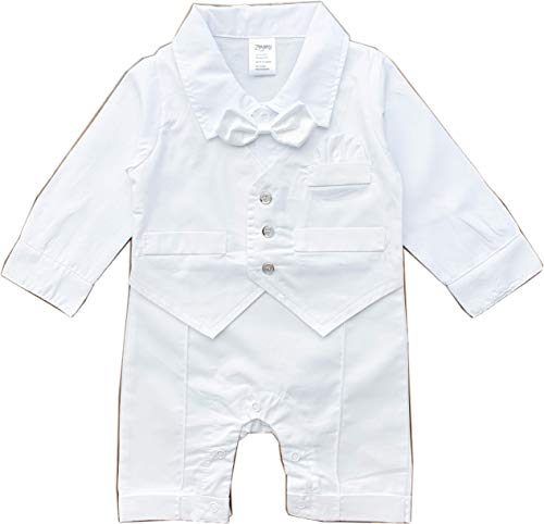 Zevany White Baby Boy Blessing Suit Outfit, Long-Sleeve (0-3M)