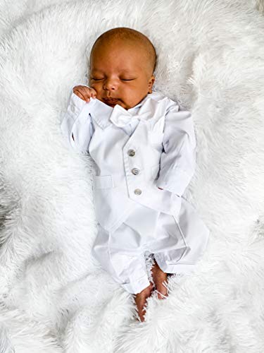 Zevany White Baby Boy Blessing Suit Outfit, Long-Sleeve (0-3M)