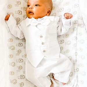 Zevany White Baby Boy Blessing Suit Outfit, Long-Sleeve (0-3M)