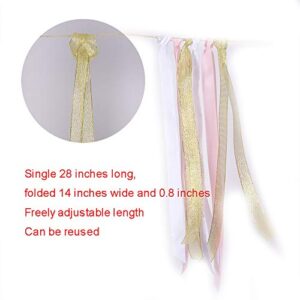 Fabric Lace Tassel Garland ribbon garlands Garland already assembled ribbon Wall Hanging Decor Nursery Photo Props For Wedding Event Birthday Anniversary Baby shower Party Supplies Pink & White & Gold
