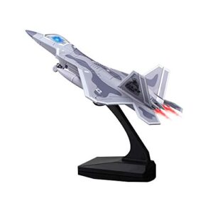 yeibobo ! f-22 raptor fighter – 1/100 diecast airplane model pull back fighter toy (gray)