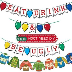 funnlot ugly sweater party banner not need diy tacky sweater decorations ugly sweater party supplies eat drink and be ugly banner tacky christmas sweater garland for wintertime holiday office