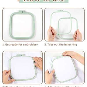 Pllieay 5 Pieces 5 Sizes Square Embroidery Hoops, ABS Plastic Embroidery Hoops for DIY Embroidery Craft