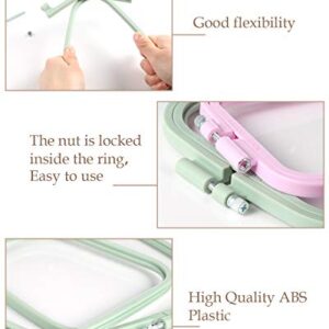 Pllieay 5 Pieces 5 Sizes Square Embroidery Hoops, ABS Plastic Embroidery Hoops for DIY Embroidery Craft